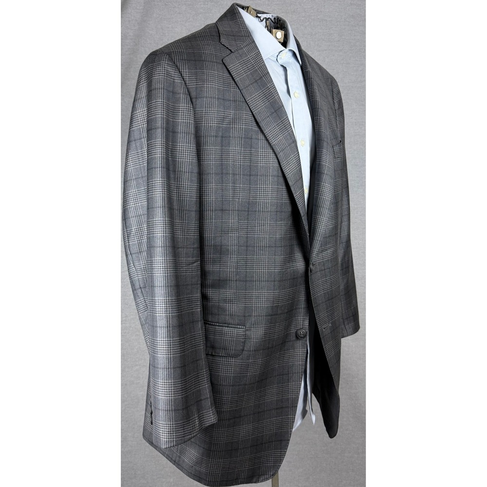 Samuelsohn Grey Glen Plaid Super 130s Wool Blazer Sport Mens 44 TL Unstructured